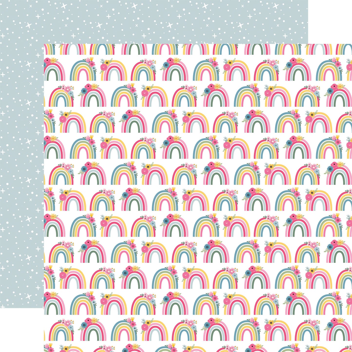 Echo Park - Fairy Garden - Garden Rainbows - 12" x 12" Scrapbook Paper