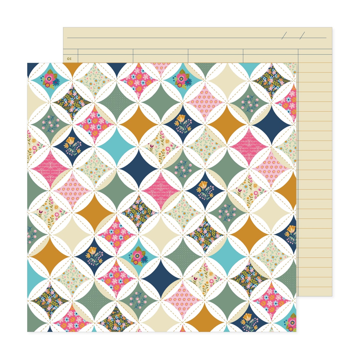 Pink Paislee - Joyful Notes - With Love - 12" x 12" Scrapbook Paper