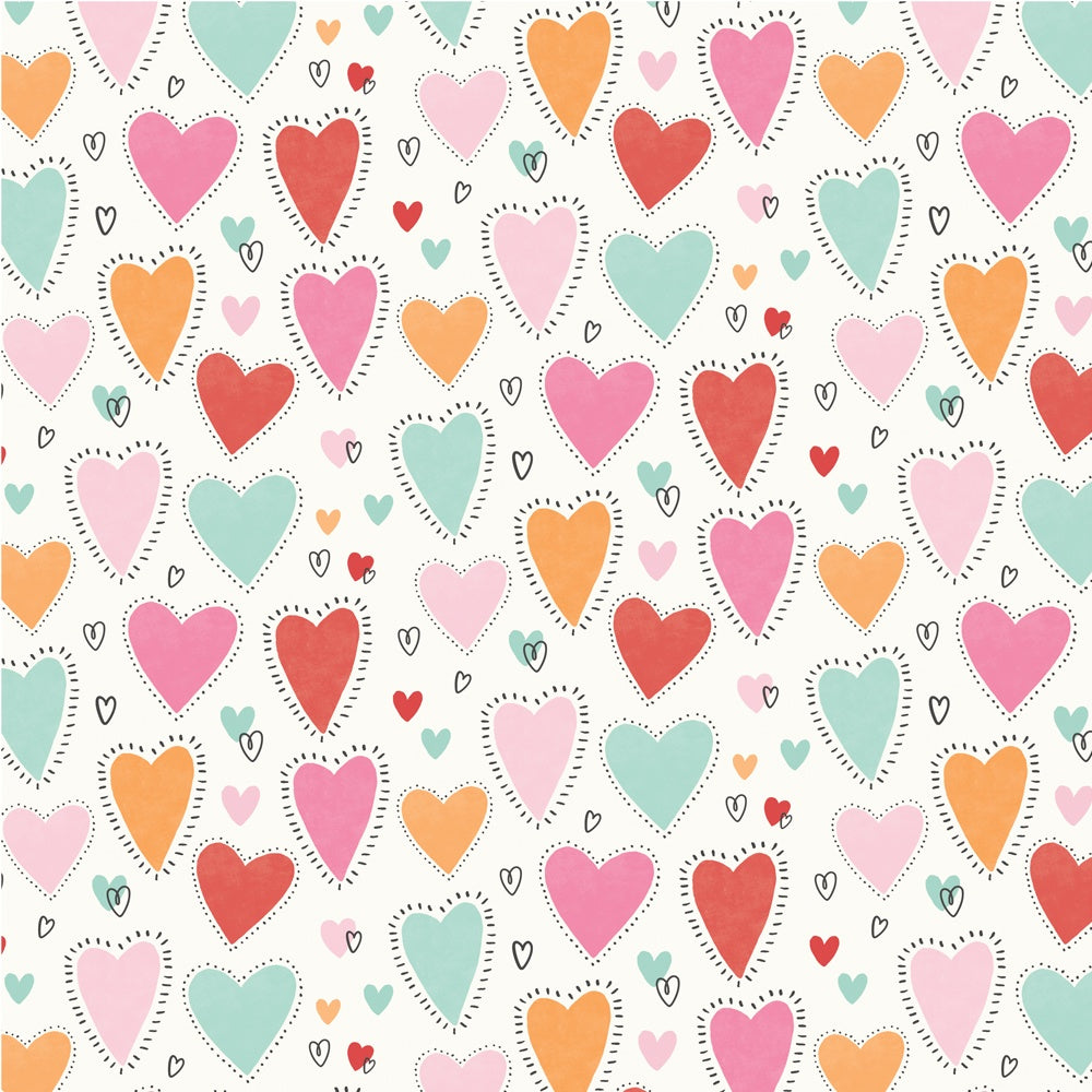 Simple Stories - Heartstrings - Happy Heart Day - 12" x 12" Scrapbook Paper