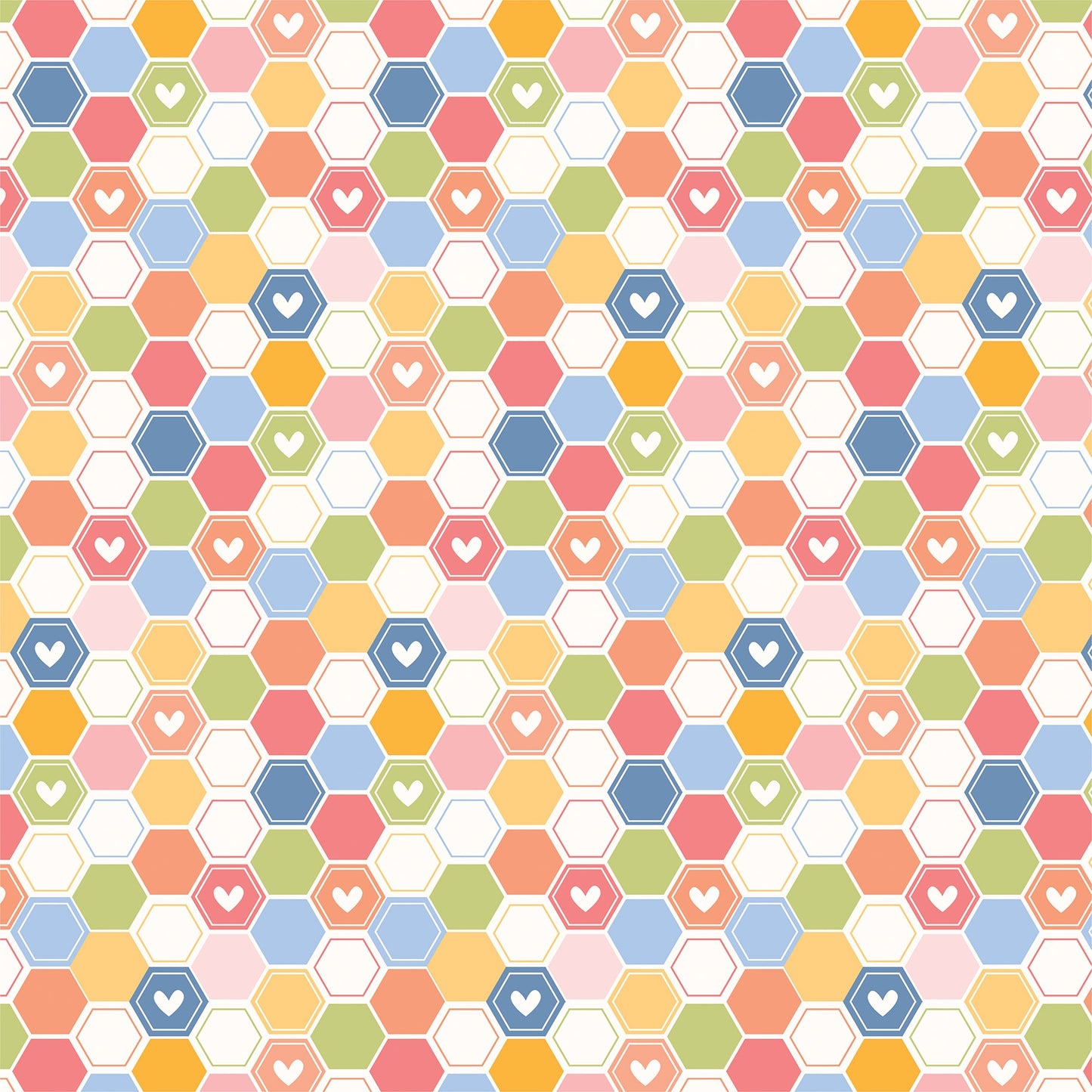 Echo Park - Blossoms & Bees - Bright Hexagons - 12" x 12" Scrapbook Paper