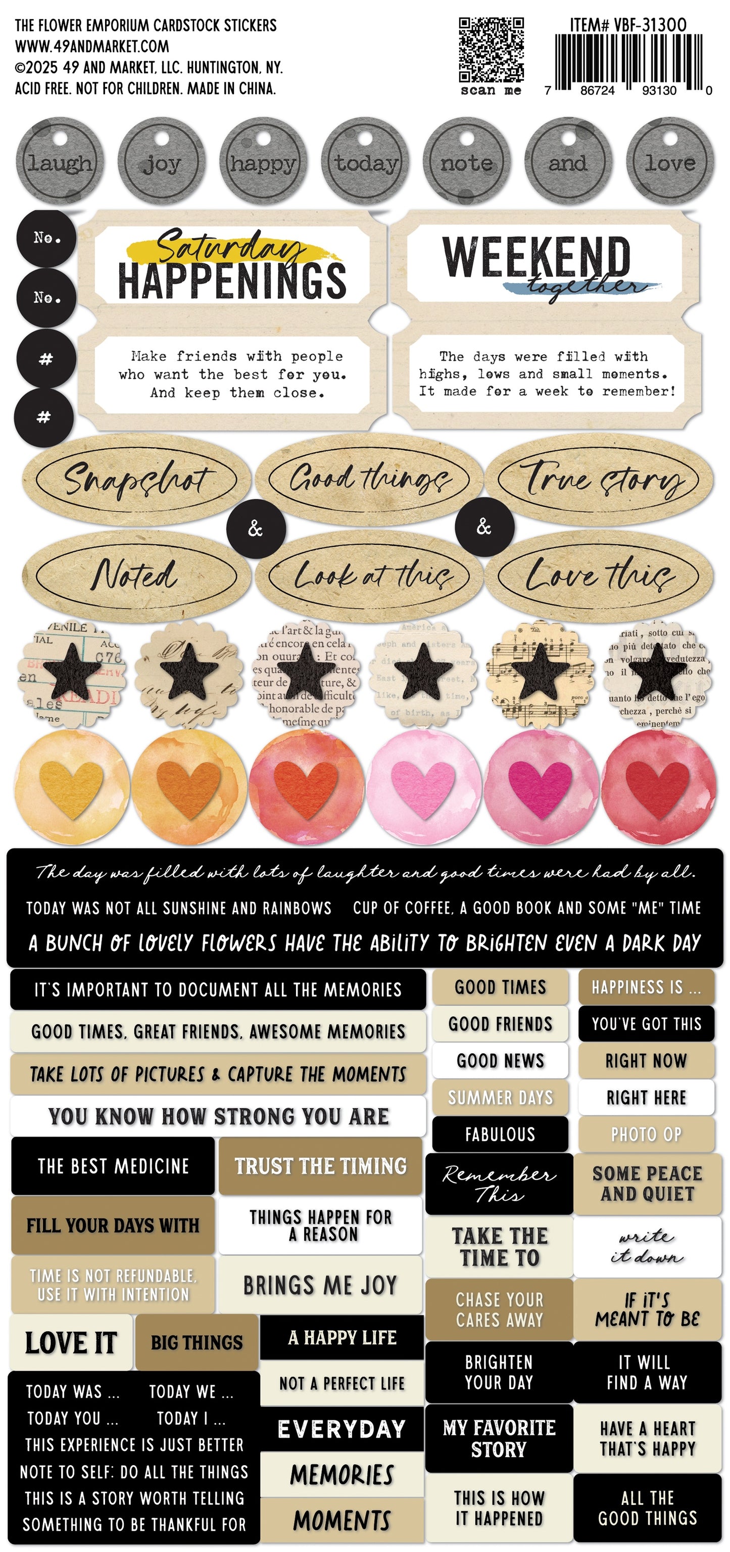 49 and Market - The Flower Emporium - A Vicki Boutin Collection - Cardstock Stickers