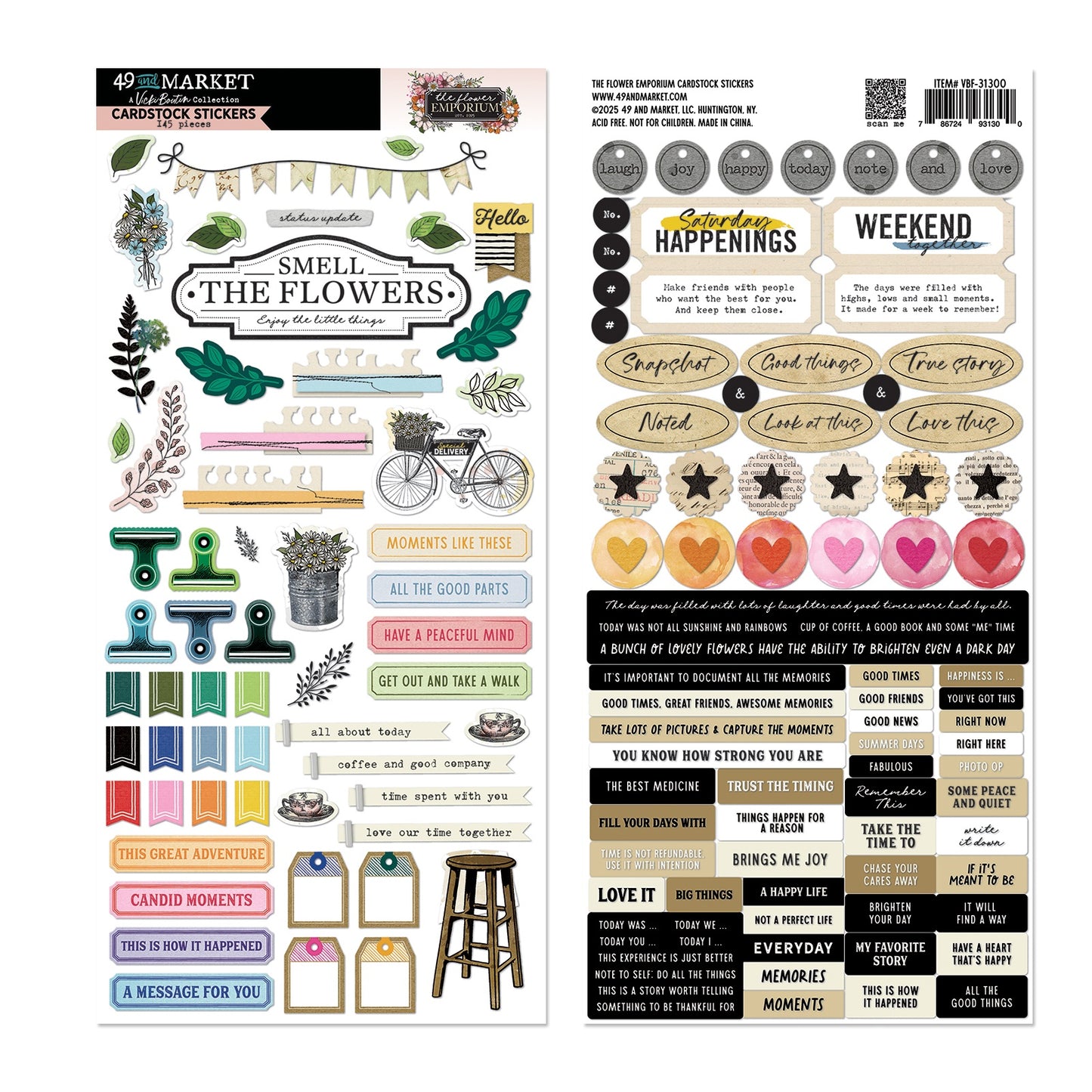 49 and Market - The Flower Emporium - A Vicki Boutin Collection - Cardstock Stickers