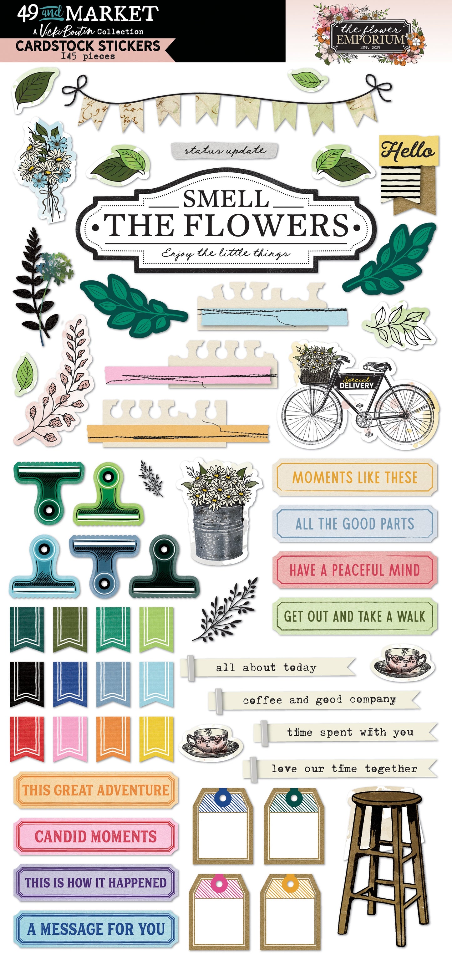 49 and Market - The Flower Emporium - A Vicki Boutin Collection - Cardstock Stickers