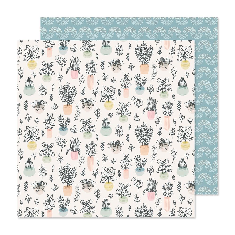 Crate Paper - Gingham Garden - Greenhouse - 12" x 12" Scrapbook Paper