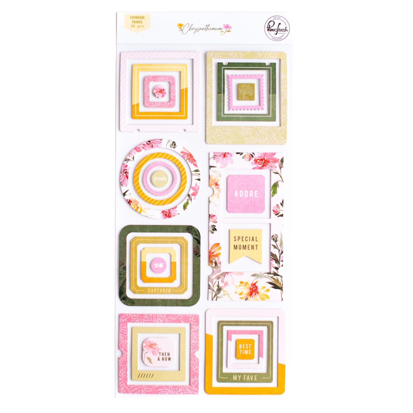 Pinkfresh Studio - Chrysanthemum - Chipboard Frames