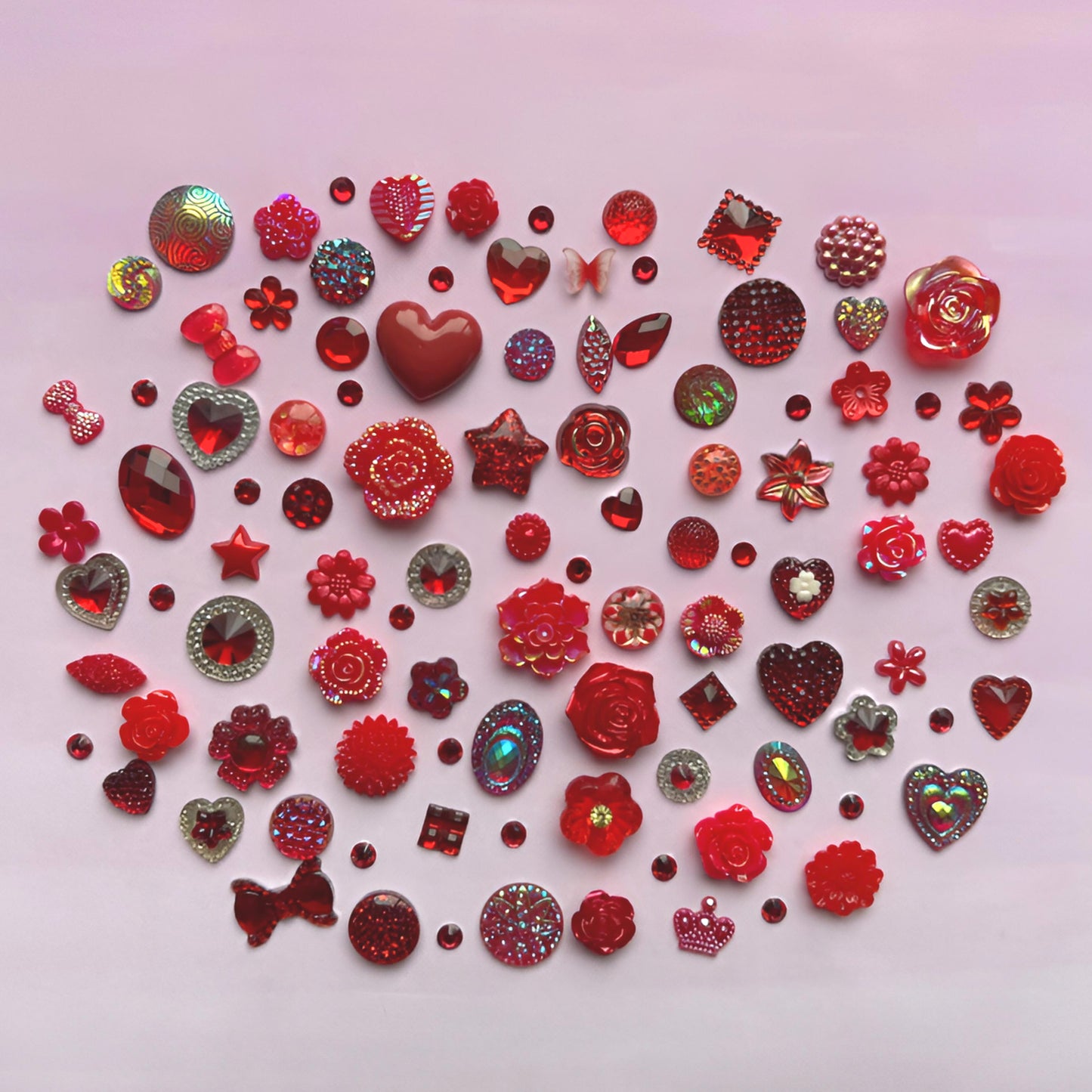 100 Piece Embellishment Set - Red