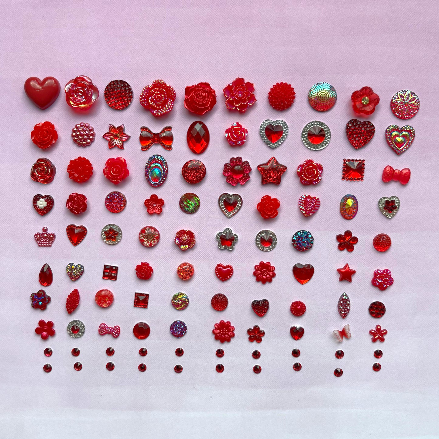 100 Piece Embellishment Set - Red