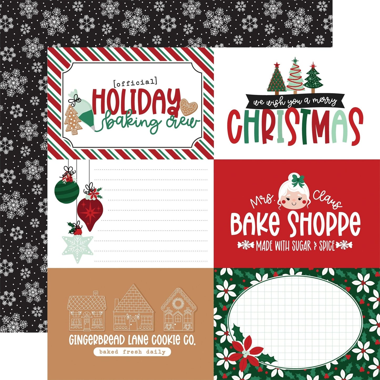 Echo Park - Baking Spirits Bright - 6x4 Journaling Cards - 12" x 12" Scrapbook Paper - Scrappyroo