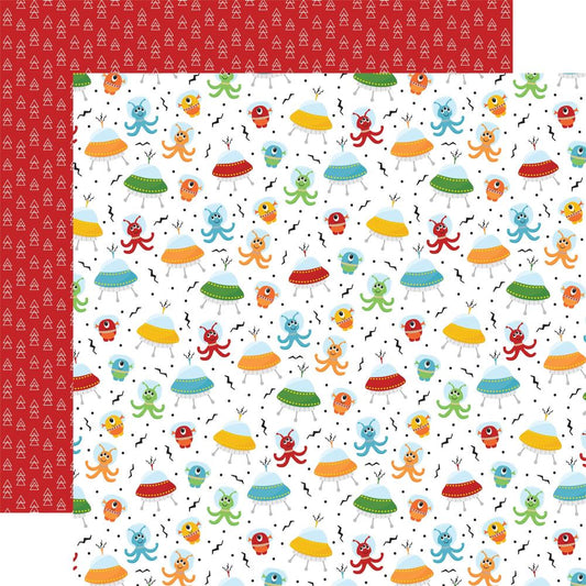 Echo Park - Blast Off - Friendly Aliens - 12" x 12" Scrapbook Paper