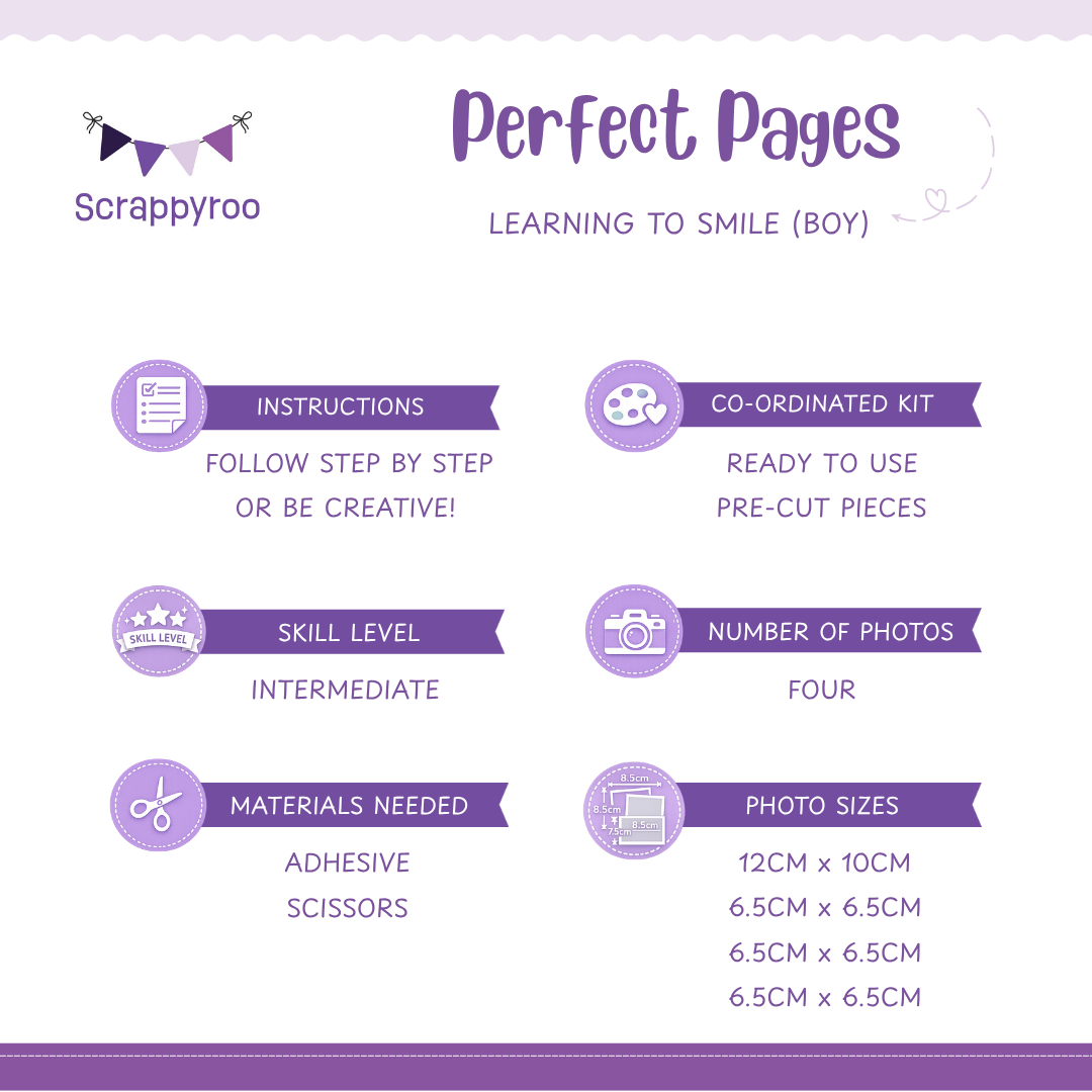 Scrappyroo Perfect Page Kit -  Learning to Smile (Boy)