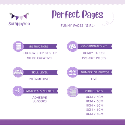 Scrappyroo Perfect Pages Kit -  Funny Faces (Girl)