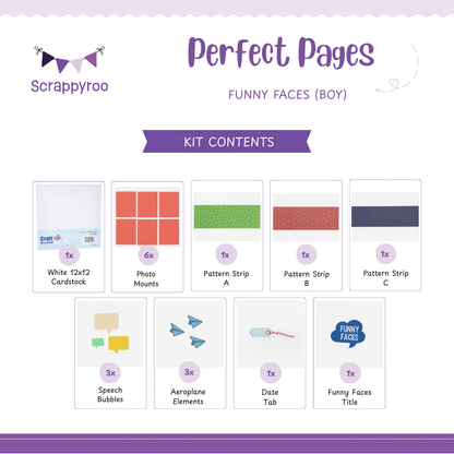Scrappyroo Perfect Pages Kit -  Funny Faces (Boy)