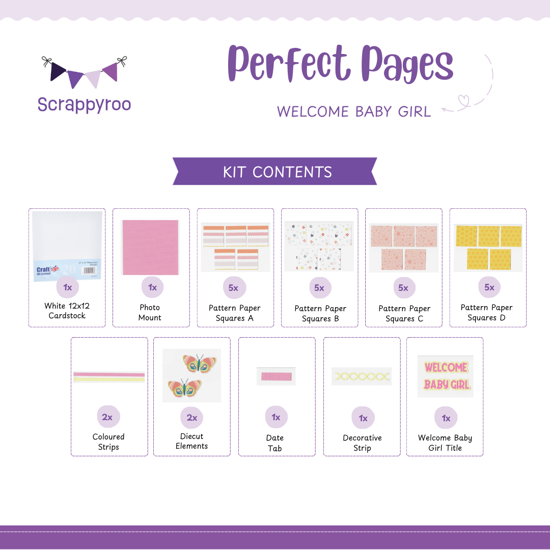 Scrappyroo Perfect Page Kit -  Welcome Baby Girl