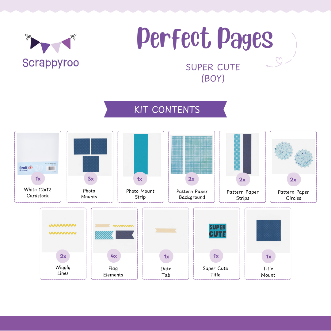 Scrappyroo Perfect Pages Kit - Super Cute (Boy)