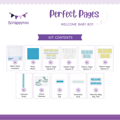 Scrappyroo Perfect Page Kit -  Welcome Baby Boy