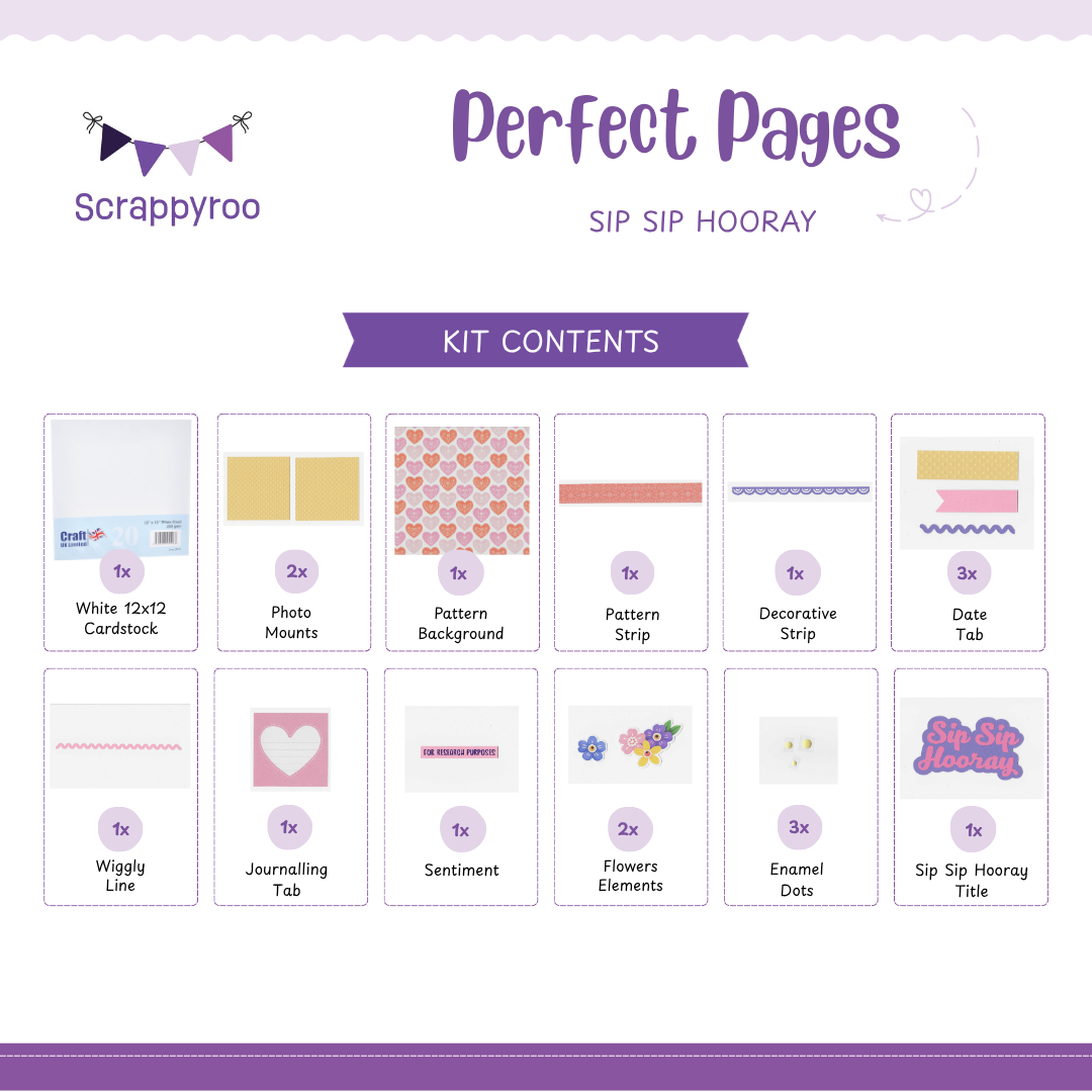 Scrappyroo Perfect Page Kit -  Sip Sip Hooray