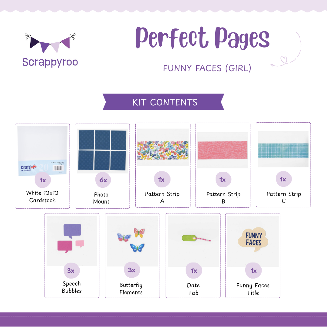 Scrappyroo Perfect Pages Kit -  Funny Faces (Girl)