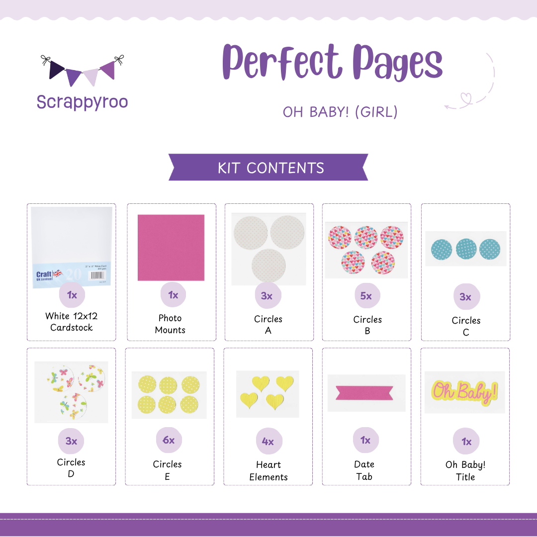 Scrappyroo Perfect Page Kit -  Oh Baby! (Girl)