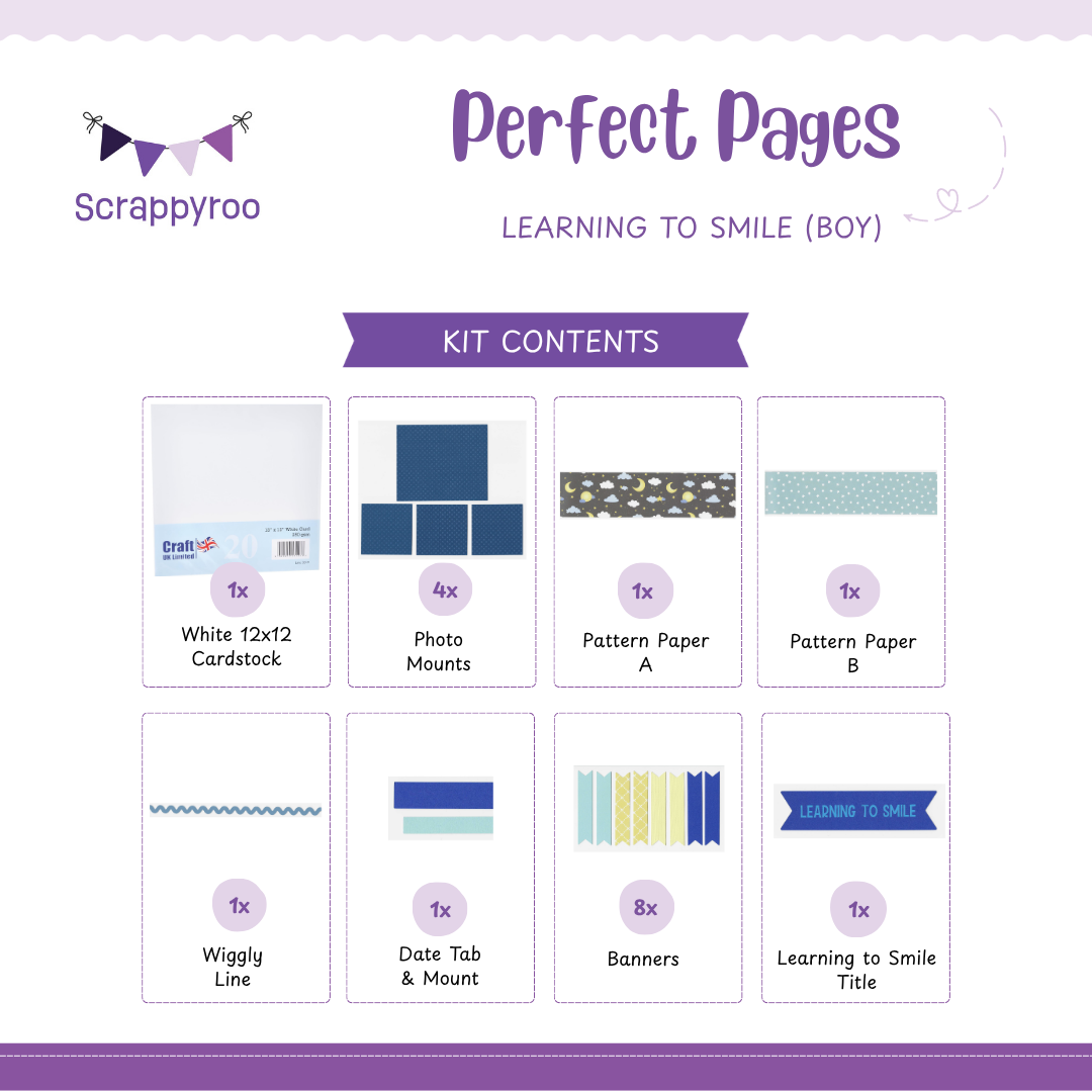 Scrappyroo Perfect Page Kit -  Learning to Smile (Boy)