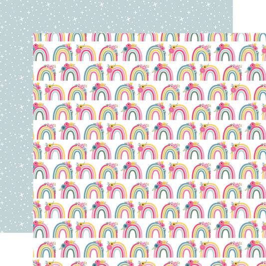 Echo Park - Fairy Garden - Garden Rainbows - 12" x 12" Scrapbook Paper