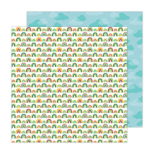 Pebbles - Cool Boy - Rainbows - 12" x 12" Scrapbook Paper