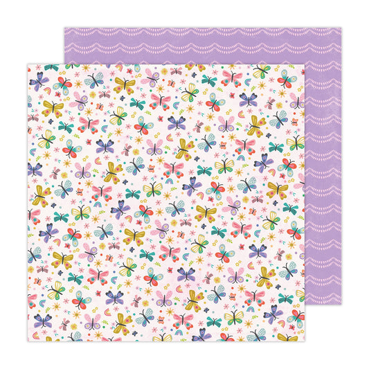 Pebbles - Cool Girl - Butterflies - 12" x 12" Scrapbook Paper