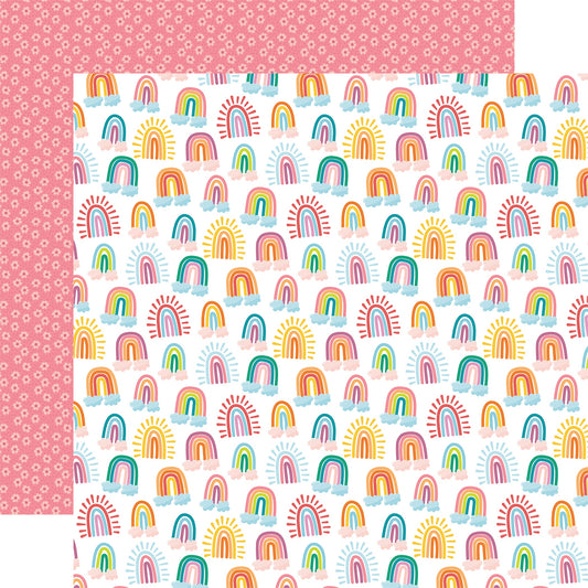 Echo Park - Sunny Days Ahead - Sunkissed Rainbows - 12" x 12" Scrapbook Paper