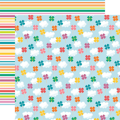 Echo Park - Sunny Days Ahead - Pinwheels and Clouds - 12" x 12" Scrapbook Paper