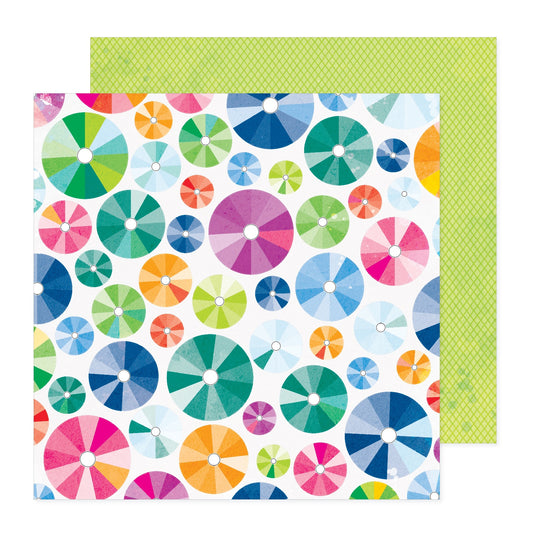 Vicki Boutin - Bold & Bright - Spinning Wheels - 12" x 12" Scrapbook Paper
