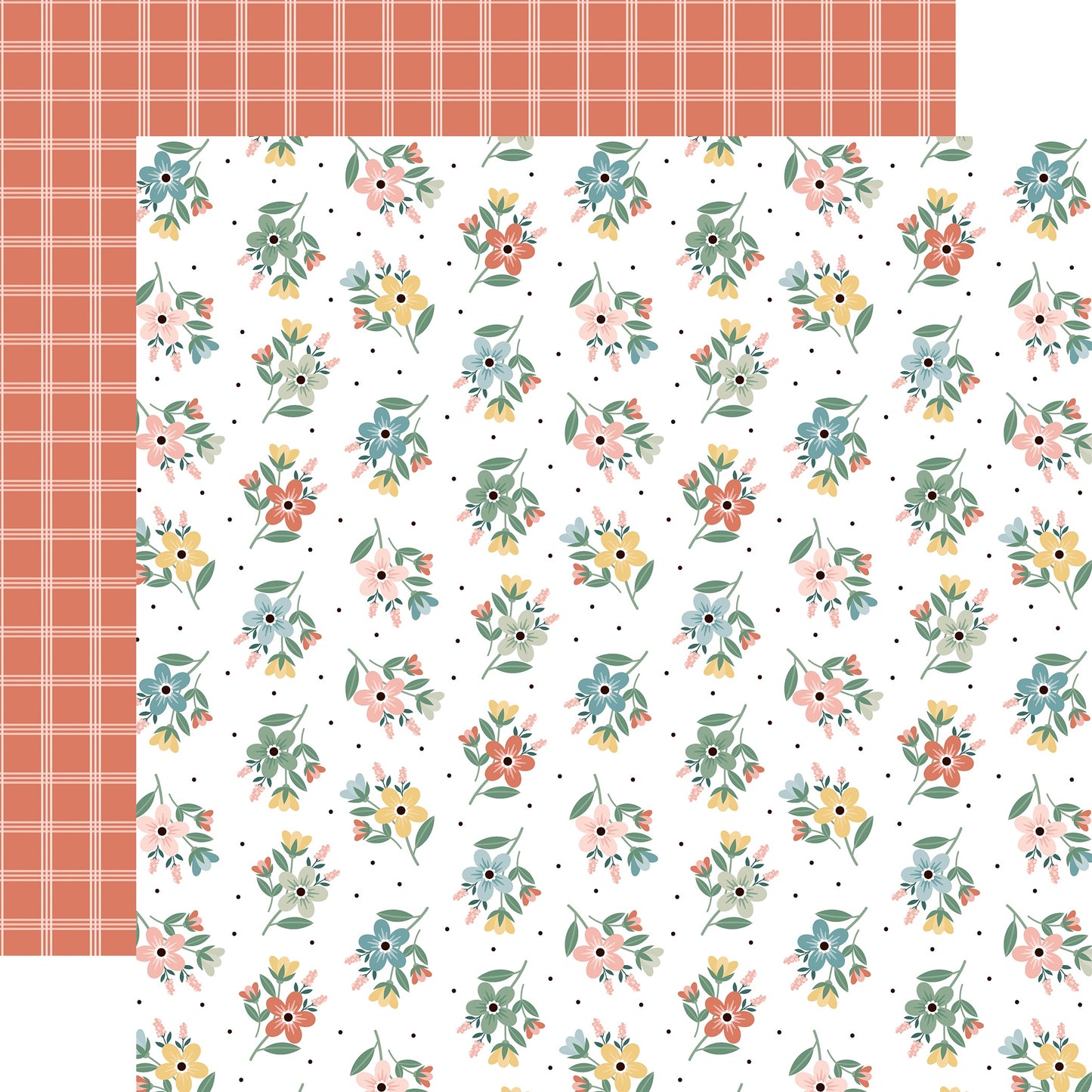 Echo Park - Our Happy Place - Gather Stems - 12" x 12" Scrapbook Paper