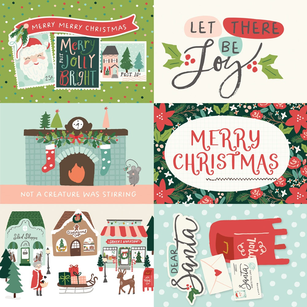 Simple Stories - Santa's Village - 4x6 Elements - 12" x 12" Scrapbook Paper