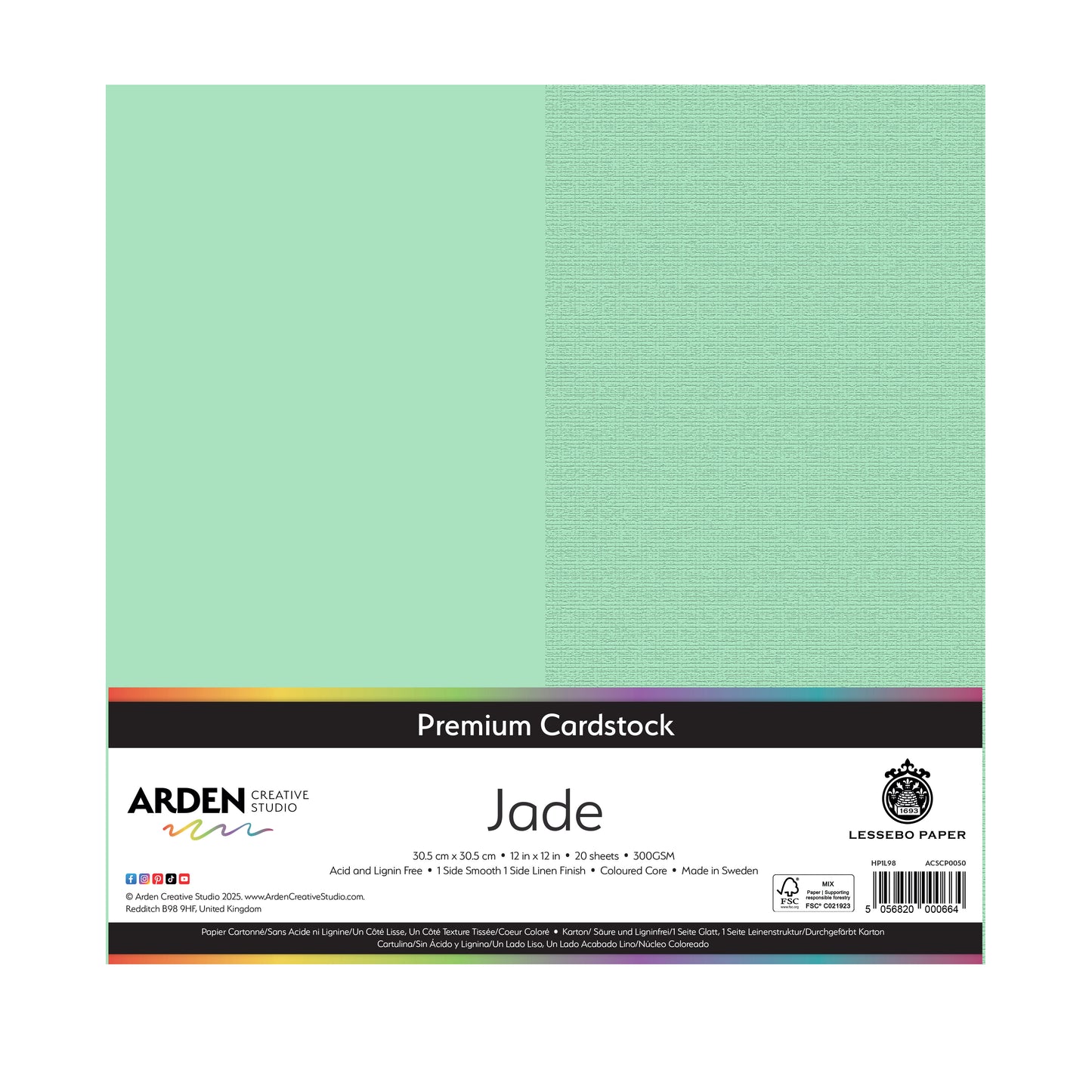 Arden Creative Studio - 12x12 Cardstock -  Jade