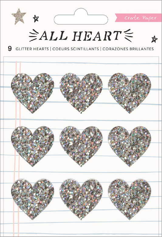 Crate Paper - All Heart - Glitter Hearts