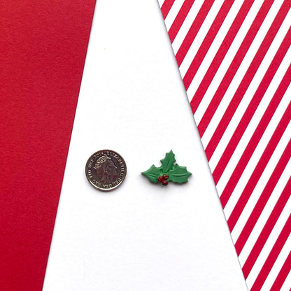 Flatback Small Holly Embellishments - Pack of 4