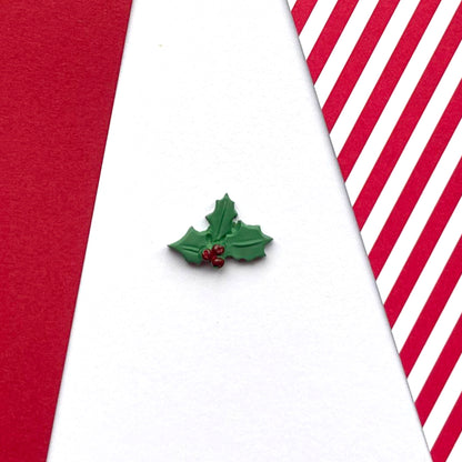 Flatback Small Holly Embellishments - Pack of 4