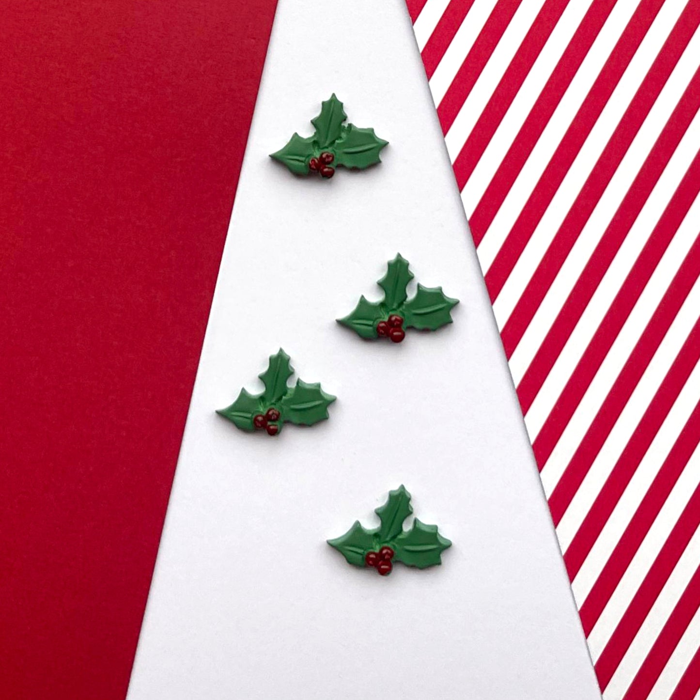 Flatback Small Holly Embellishments - Pack of 4