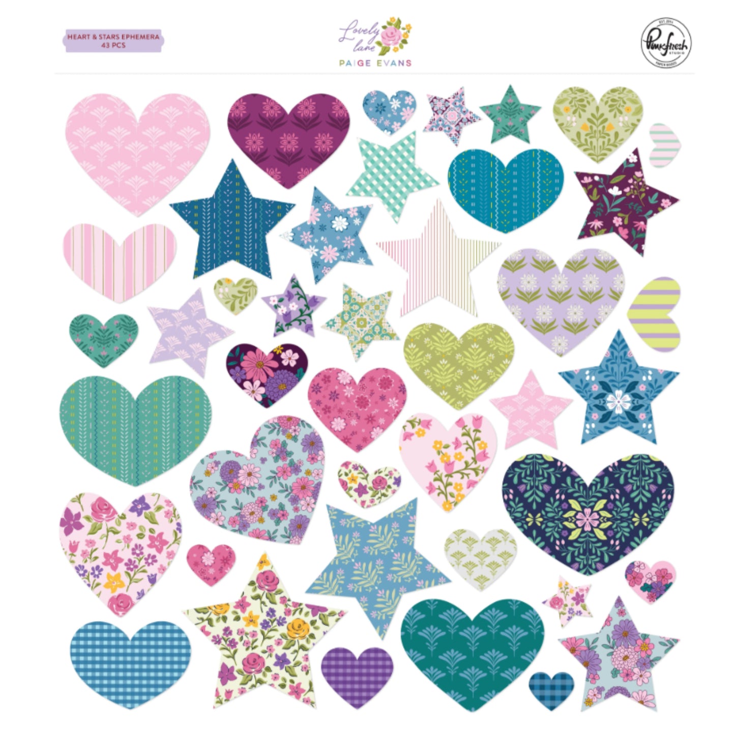 Pinkfresh Studio - Lovely Lane by Paige Evans - Hearts and Stars Ephemera