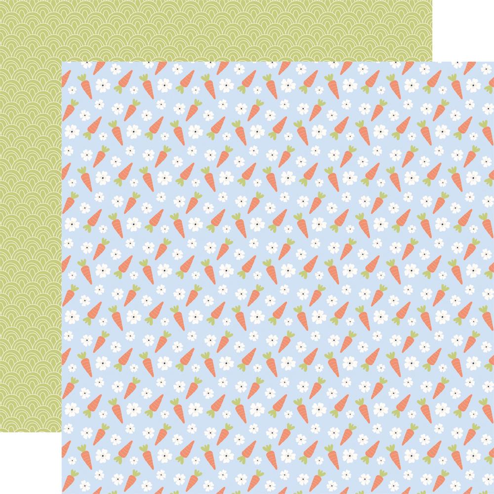 Echo Park - Bunnies & Baskets - Flowers and Carrots - 12" x 12" Scrapbook Paper