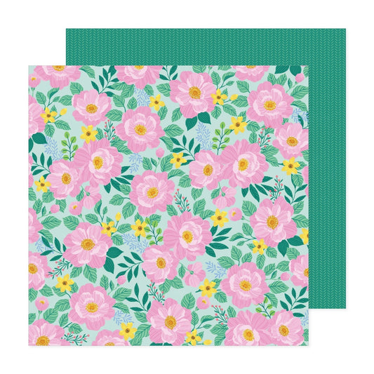 Bea Valiant - Poppy & Pear - Blissful Blooms - 12" x 12" Scrapbook Paper - Scrappyroo