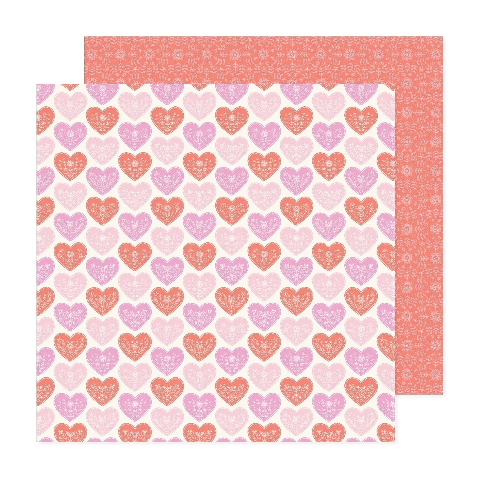 Bea Valiant - Poppy & Pear - Sweetheart - 12" x 12" Scrapbook Paper - Scrappyroo