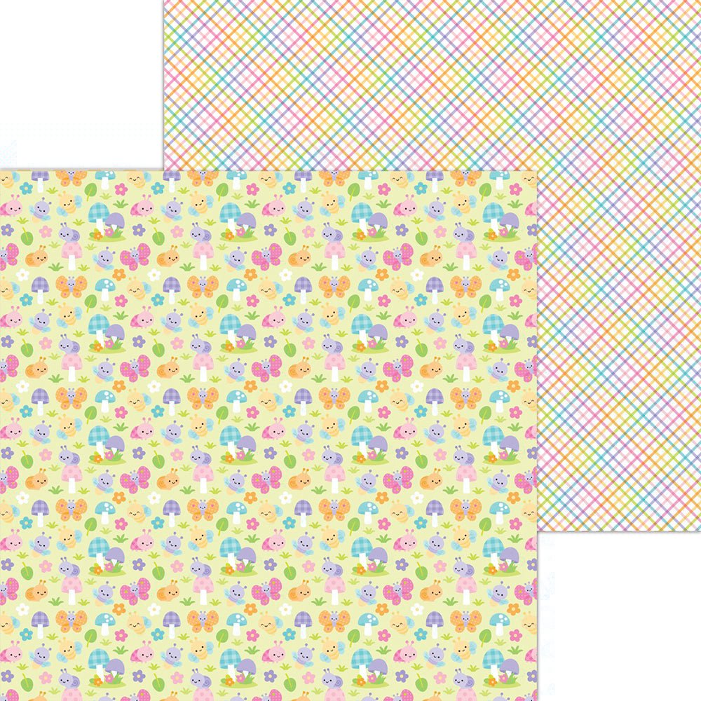 Doodlebug - Fairy Garden - Bug Babies - 12" x 12" Scrapbook Paper - Scrappyroo