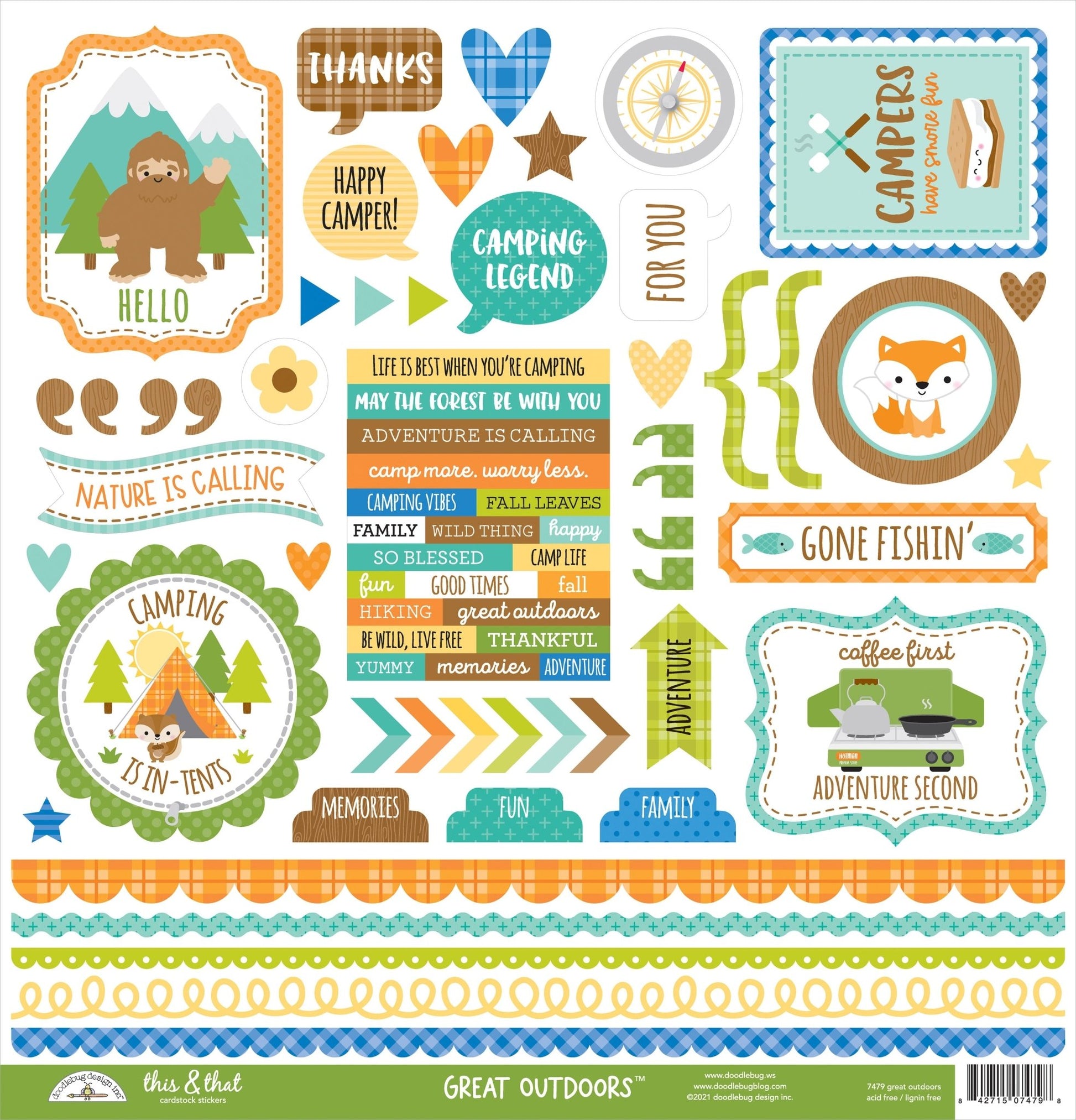 Doodlebug - Great Outdoors - 12x12 Cardstock Stickers - Scrappyroo