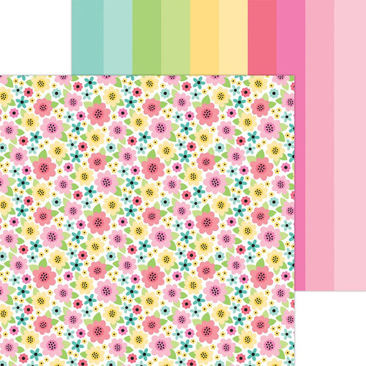 Doodlebug - My Happy Place - Garden Girl - 12" x 12" Scrapbook Paper - Scrappyroo