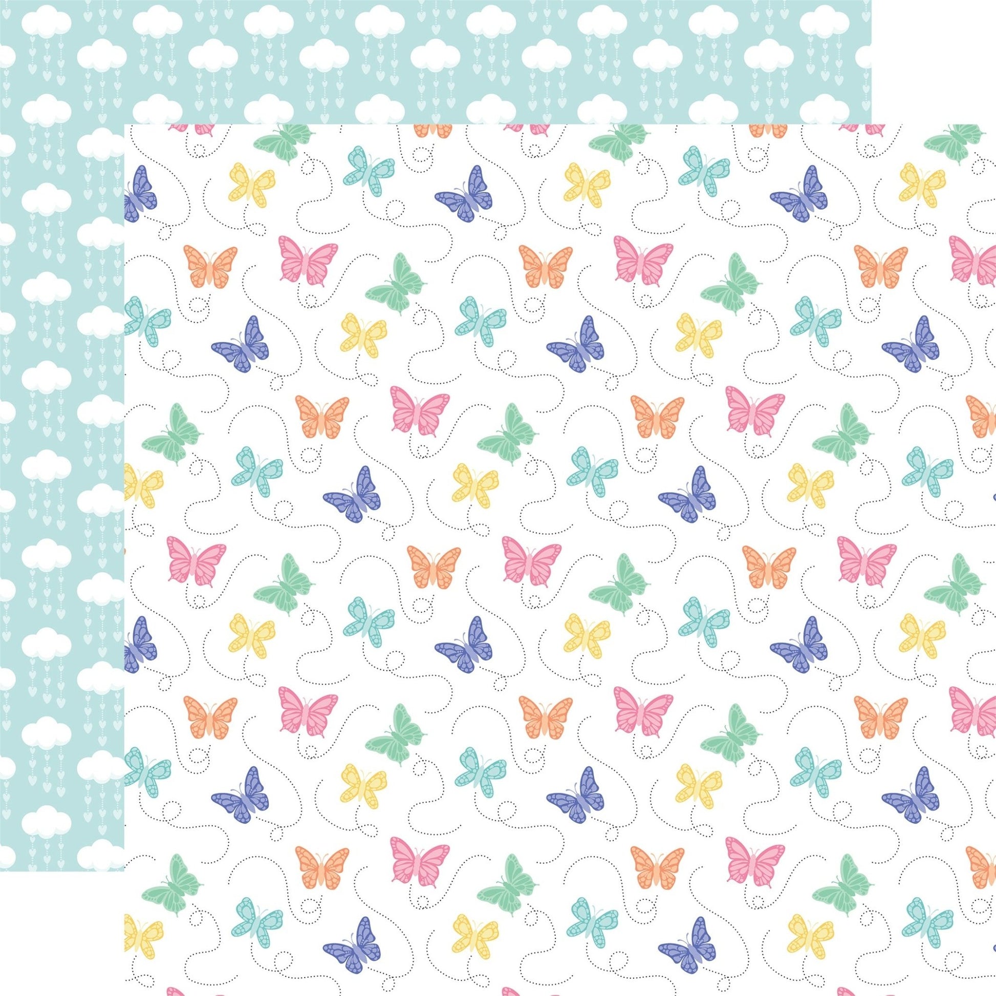 Echo Park - My Little Girl - Lovely Butterflies - 12" x 12" Scrapbook Paper - Scrappyroo