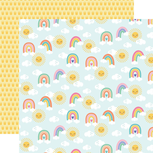 Echo Park - My Little Girl - Sunshine and Rainbows - 12" x 12" Scrapbook Paper - Scrappyroo