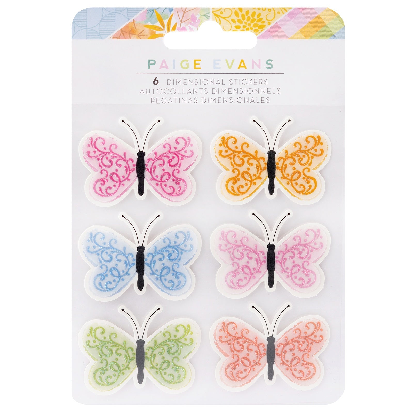 Paige Evans - Garden Shoppe - Dimensional Stickers - Butterflies - Scrappyroo